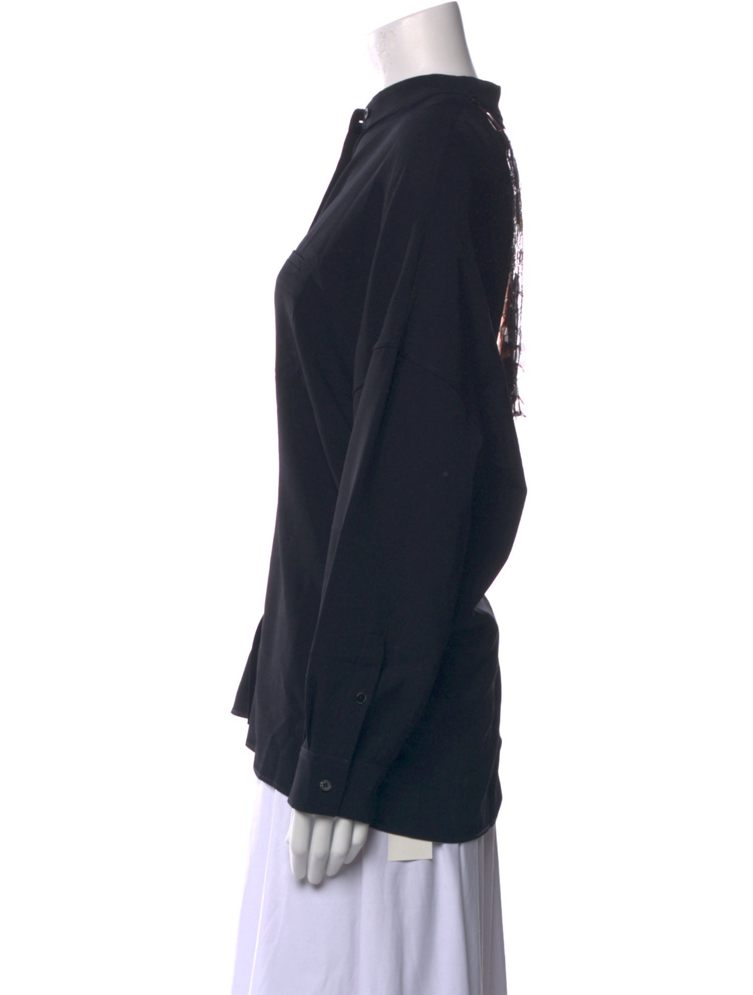 Jil Sander Mock Neck Long Sleeve Button-Up Top